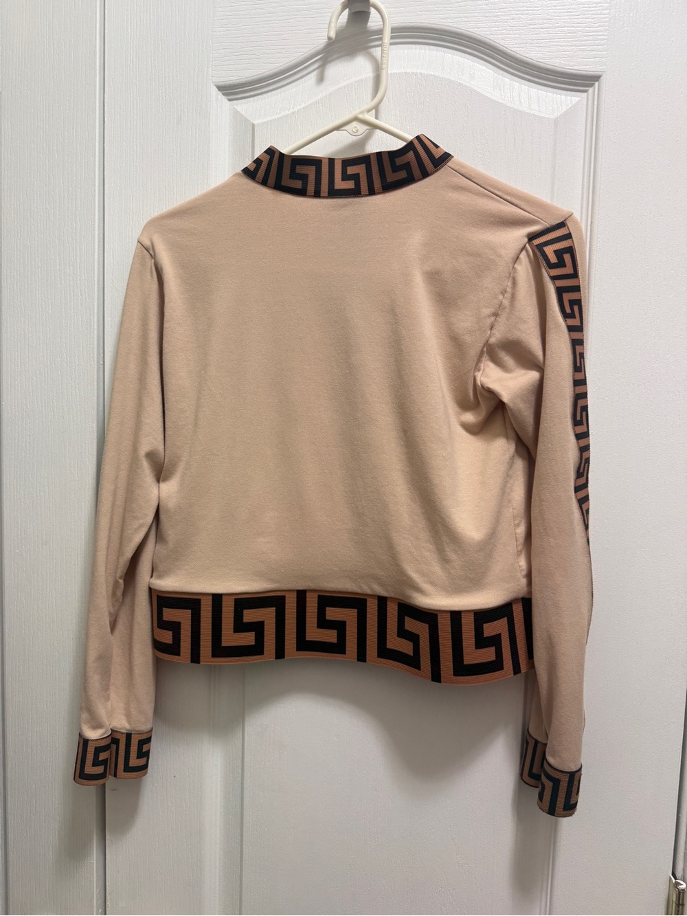 A cute Beige Jacket with Black-Brown Greca Trim - Picture 4 of 8